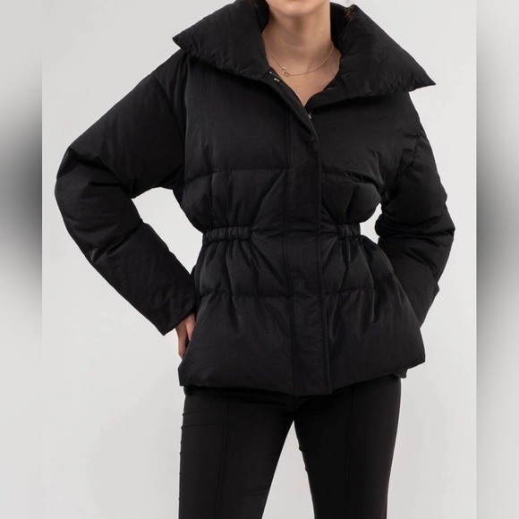 #9184🛑M, L Brand New! Elastic Waist Zip-Up Puffer Jacket - Picture 4 of 10